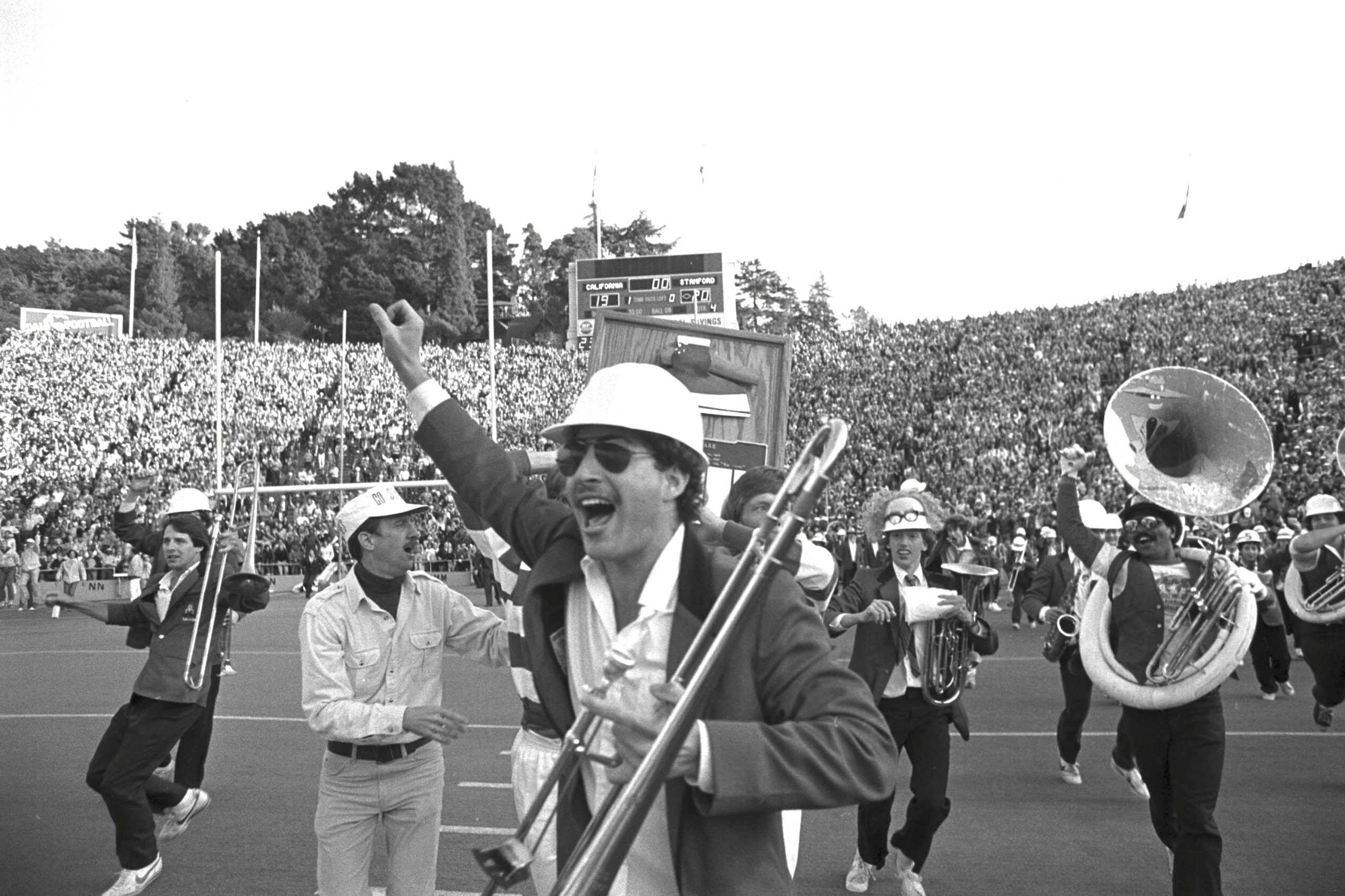 Mandatory Credit: Photo by Carl Viti/AP/Shutterstock (6542861b) Watchf Associated Press Sports College football California United States APHS CAL STANFORD FAUX PAS 1982 The Stanford band goes wild on the field at the end of the Cal-Stanford game in Berkeley, thinking they had won, as the scoreboard says, 20-19 with no time left, . Little did they know that Cal's Kevin Moen weaved his way through hundreds of people including the band to score a touchdown after time had run out, giving Cal a 25-20 win over Stanford CAL STANFORD FAUX PAS 1982, BERKELEY, USA