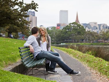 couple park happy