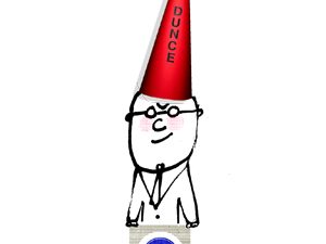 man in dunce cap
