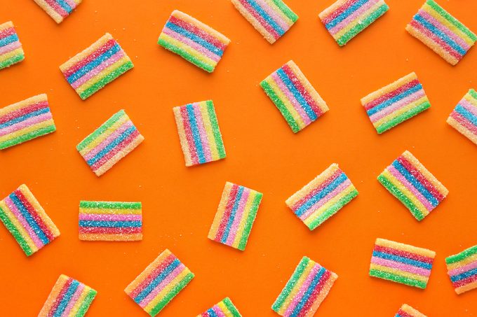 gummy sour candy pattern orange background