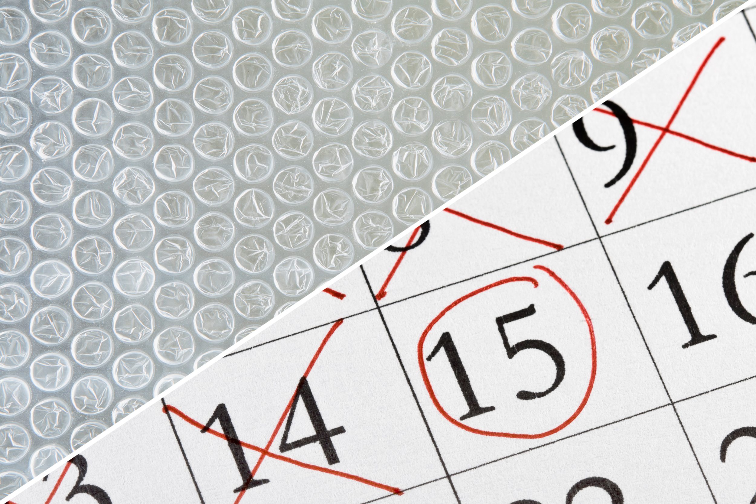 calendar count down bubble wrap