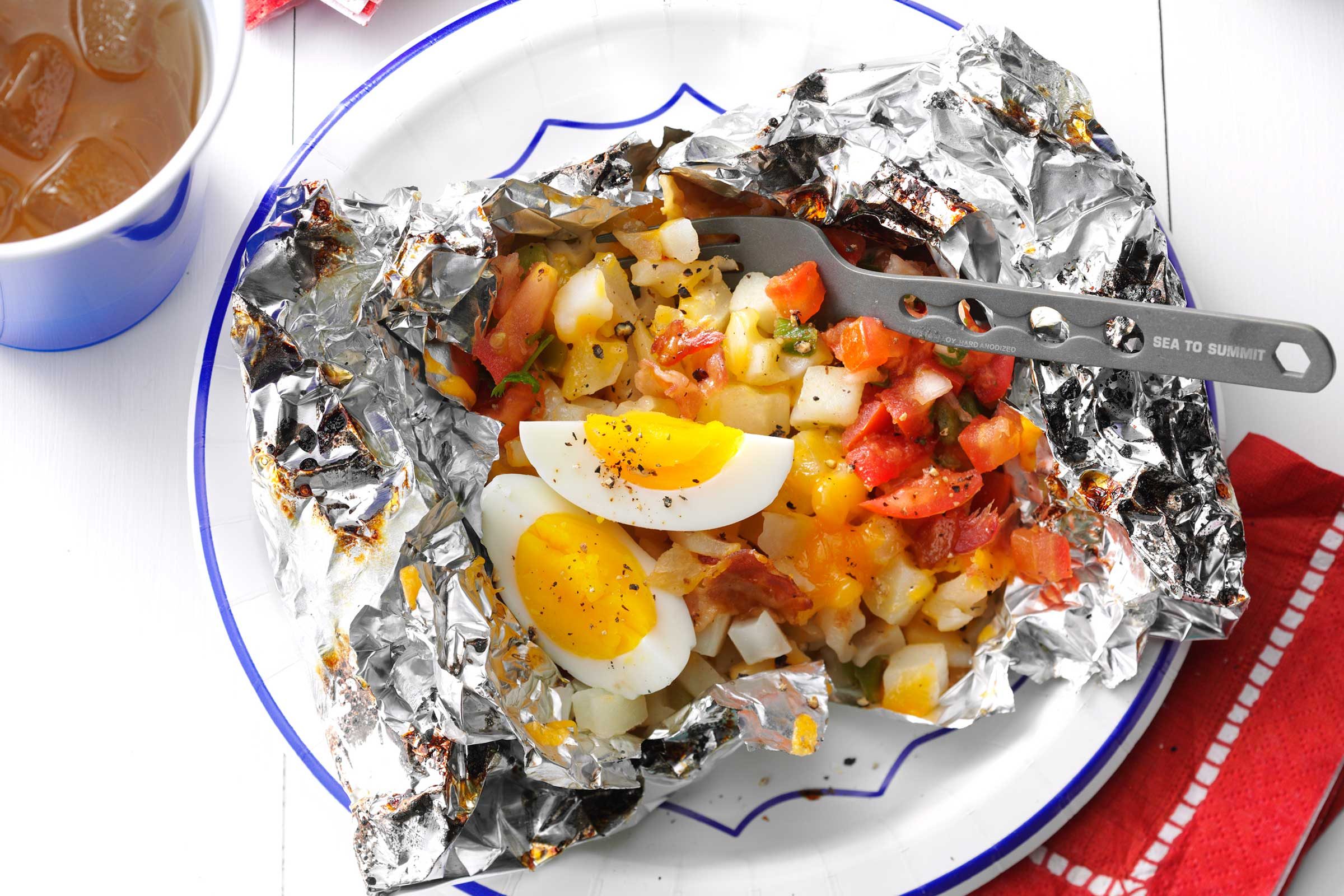 camping recipes Campfire Cheese Hash Brown Packets