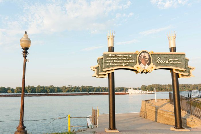 historic sign in Missouri by the river