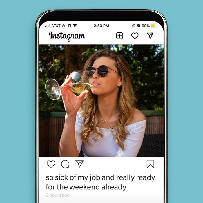 instagram post of a girl drinking wine