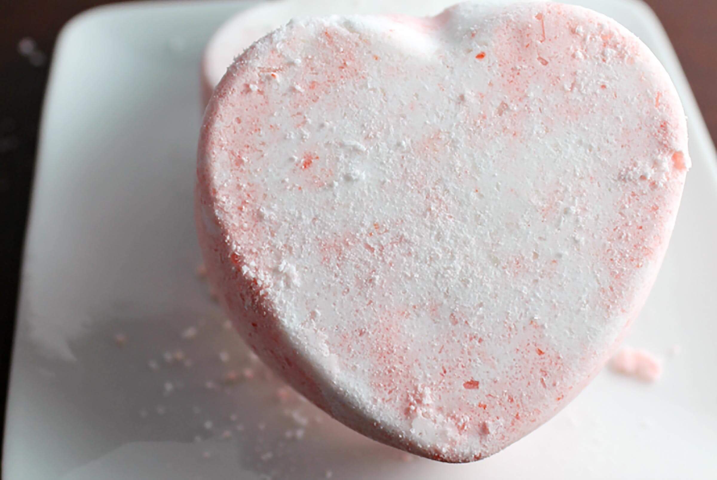 homemade bath bomb in shape of a heart
