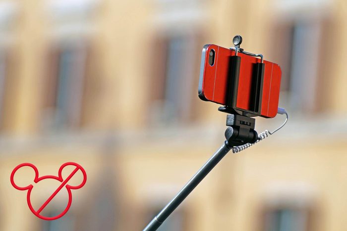 phone on a selfie stick