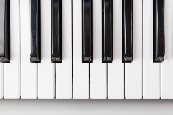 Piano keys viewed from above