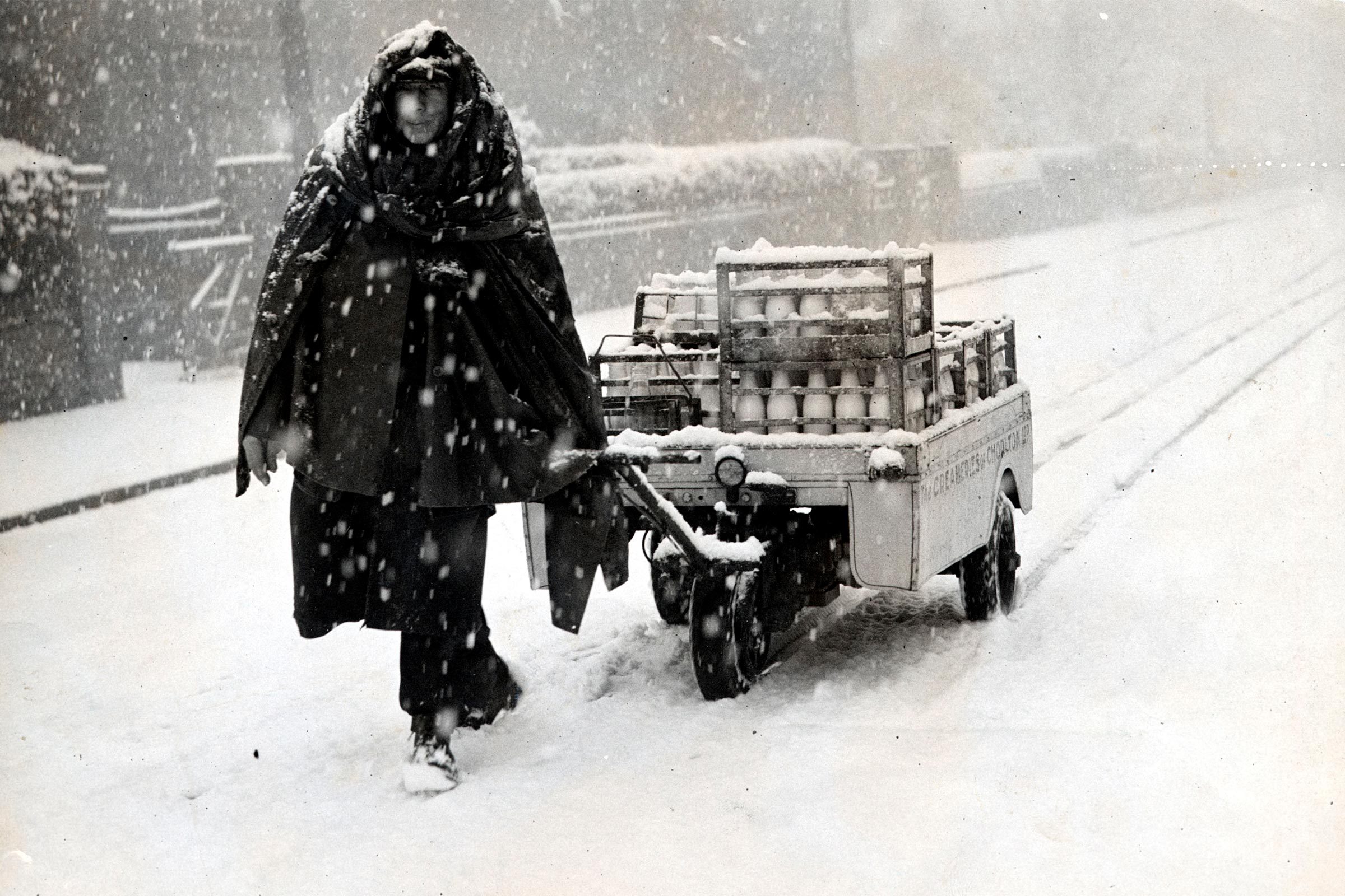 Milkman in snow