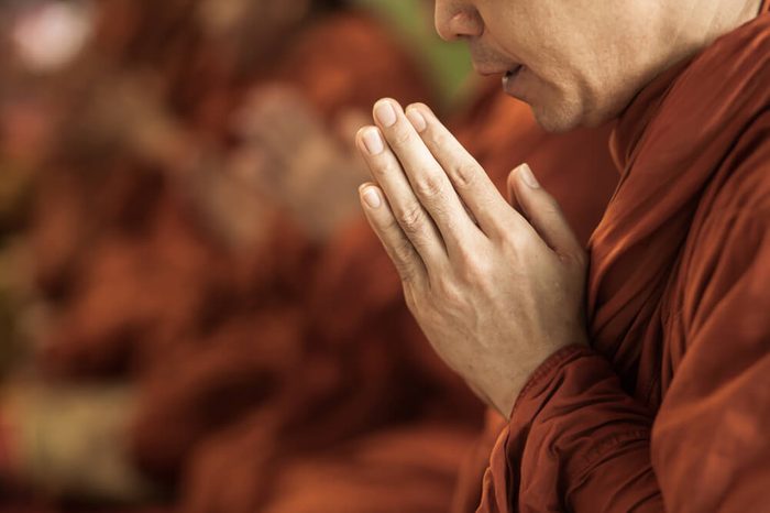 pray of monks on ceremony of buddhist in Thailand