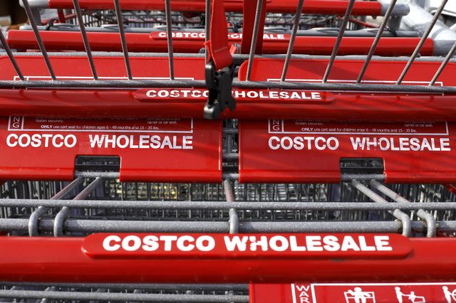 This, photo shows shopping carts at a Costco in Homestead, Pa