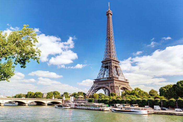 The Eiffel tower from the river Seine in Paris