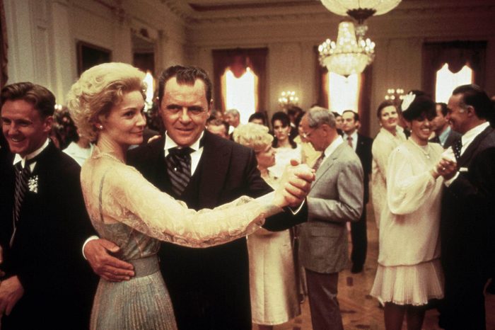 FILM STILLS OF 'NIXON' WITH 1995, JOAN ALLEN, ANTHONY HOPKINS, OLIVER STONE IN 1995