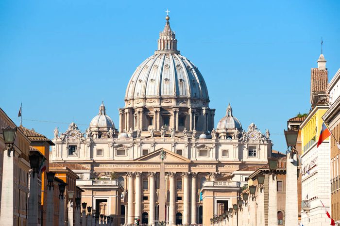 View of San Peter basilica, Rome, Italy.