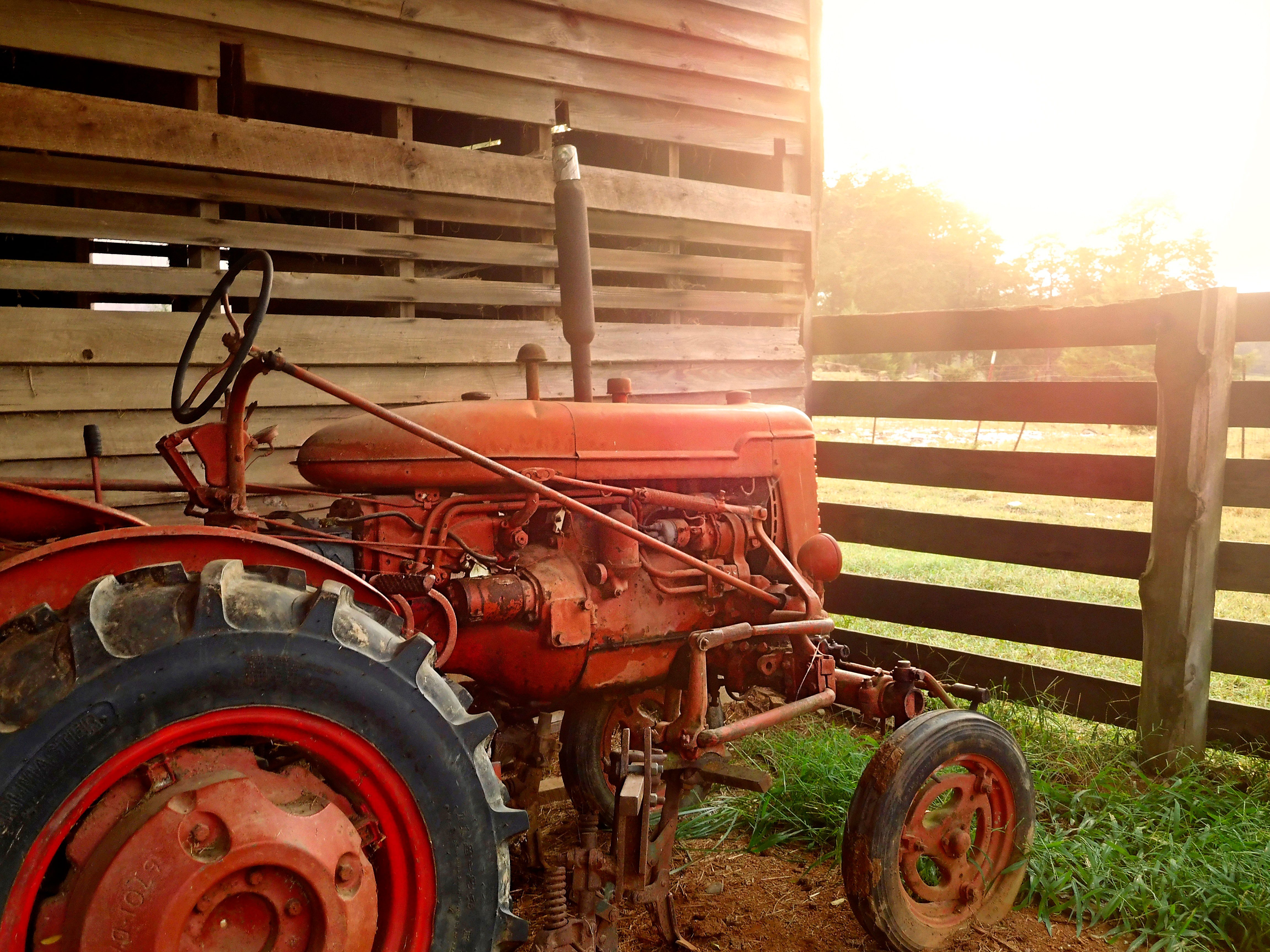 vintage red tractor