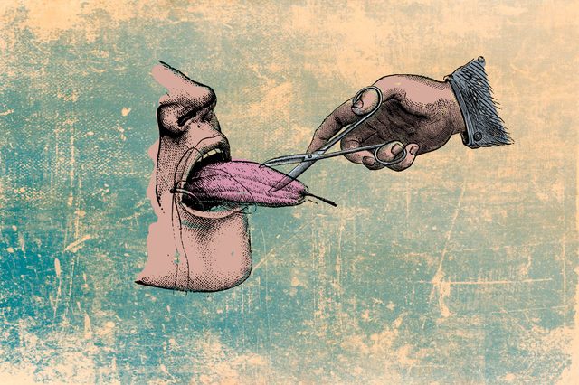 old time photo of hand cutting ancient remedy into drawings mouth