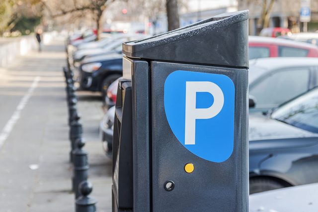 Parking lot with authorized parking machine 