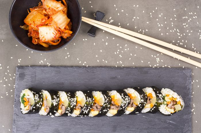 Kimbap or gimbap with tuna korean food