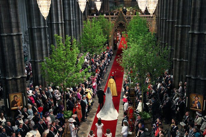 Catherine Middleton escorted by her father Michael Middleton