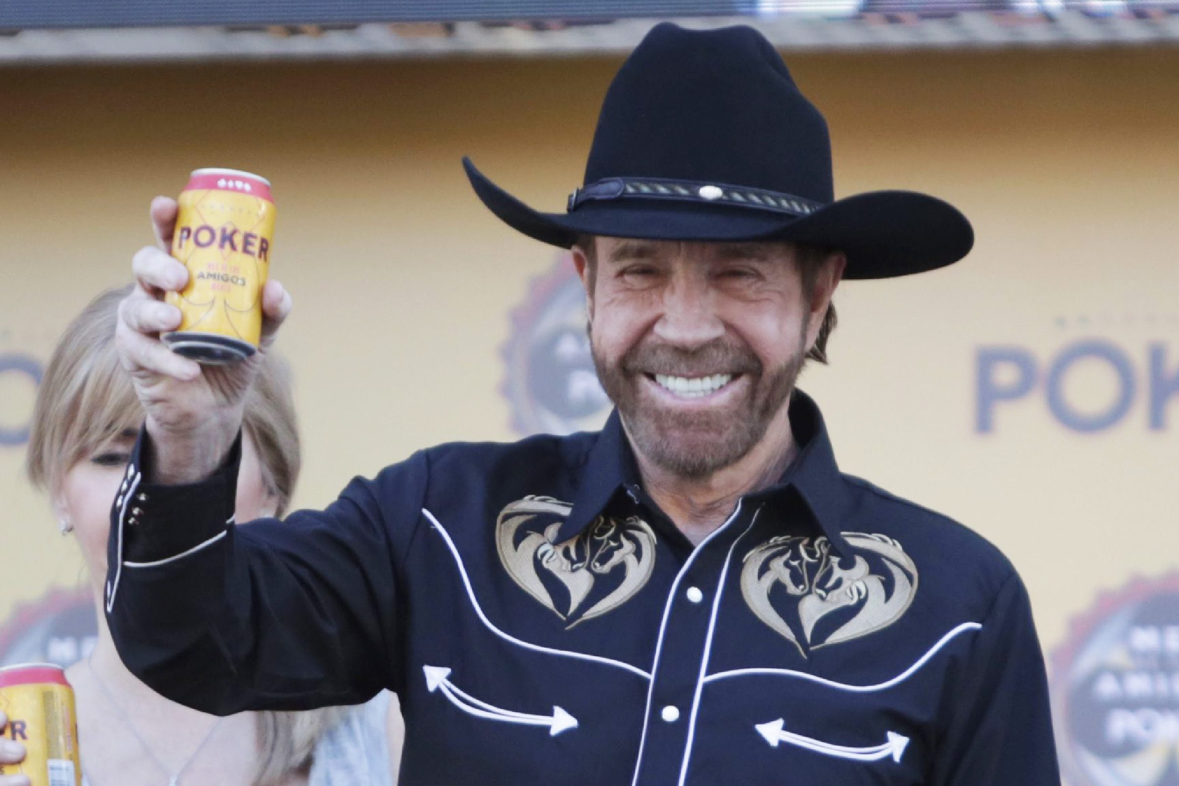 Chuck Norris attends event of beer company in Cartagena de Indias, Colombia - 27 Feb 2018