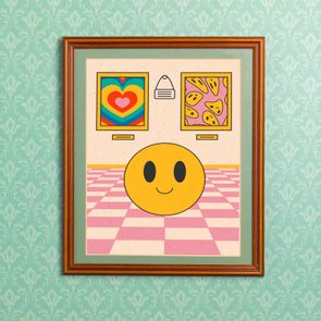 retro happy postering a picture frame