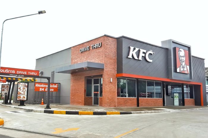 Bangkok, Thailand - September 15,2017: KFC drive thru on Ramintra Rd., Opposite Synphaet Hospital.