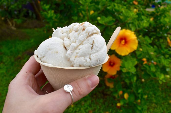 Home made coconut ice cream along the Road to Hana in Maui, Hawaii.