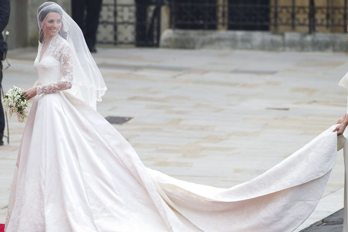 Kate Middleton Arrives at Westminster Abbey London Britain 29 April 2011 For Her Wedding Ceremony Westminster Abbey Has a Long Tradition As a Venue For Royal Weddings Going Back to 1100 William's Grandparents Queen Elizabeth Ii and Prince Philip Duke of Edinburgh Got Married There on 20 November 1947 the Bride Wears a V-neck Alexander Mcqueen Gown Designed by Creative Director Sarah Burton and a 1936 Cartier Halo Tiara Lent to Her by Queen Elizabeth United Kingdom London