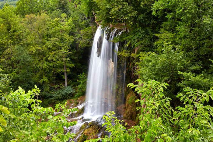 View of Falling Spring Falls, located in the Allegheny Highlands near Covington, Virginia