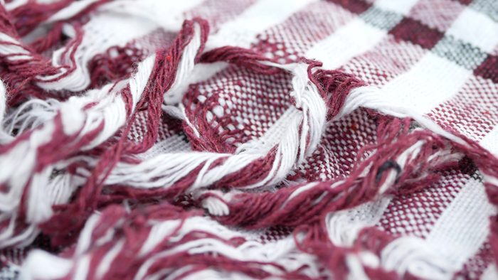 Red white black through tissue samples textiles for making clothes