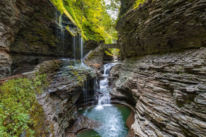 Rainbow Falls of Watkins Glen State Park Finger Lakes region of New York state.