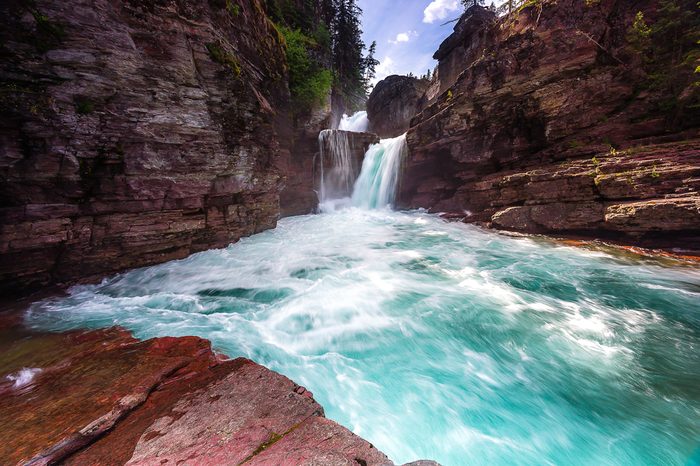 Beautiful Saint Mary Falls at Glacier National Park Montana