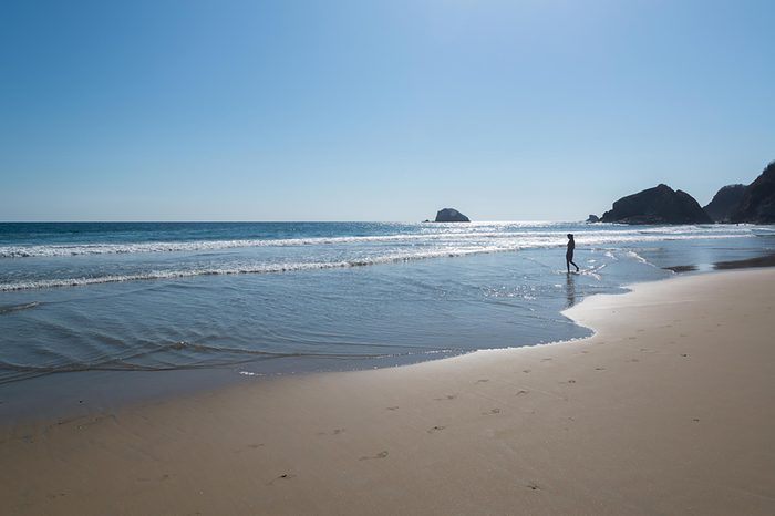 Puerto Escondido, Mexico, circa feb. 2017: Playa Zipolite, beach community in San Pedro Pochutla municipality on the southern coast of Oaxaca state in Mexico between Huatulco and Puerto Escondido.