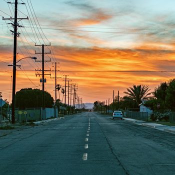 sunsetting in a small town.