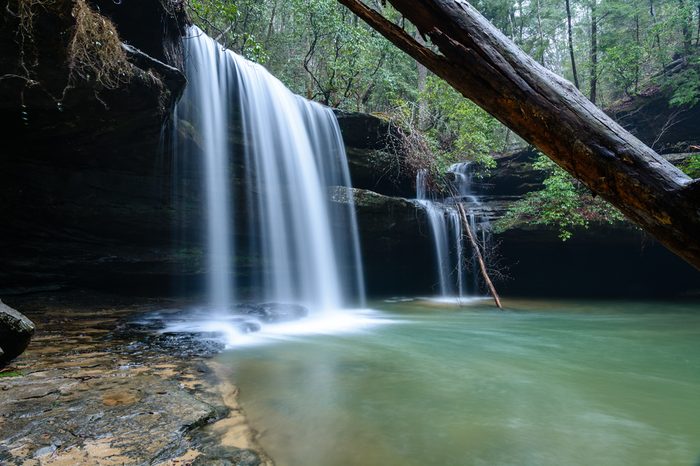 Caney Creek Falls is thought of as one of the best waterfalls in the Bankead National Forest.Considering it is one a 1.5 mile hike from the trailhead, it is also one of the more accesible waterfalls.