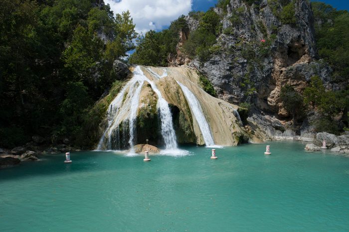 Beautiful Turner Falls on a bright sunny day. Turner Falls is one of the two Oklahoma’s tallest waterfalls. 