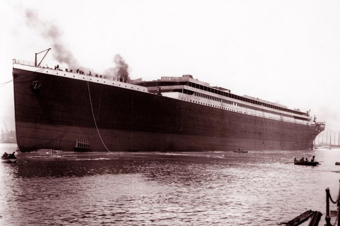 Photograph of the launch of the Titanic, prior to being fitted out. Belfast. Dated 1911 (Photo by: Universal History Archive/UIG via Getty images).