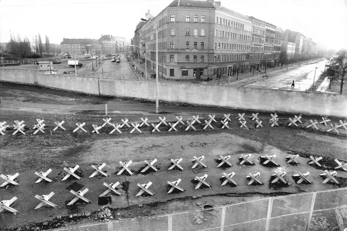 The Berlin Wall Seen From Bernauauer Street In The French Sector.