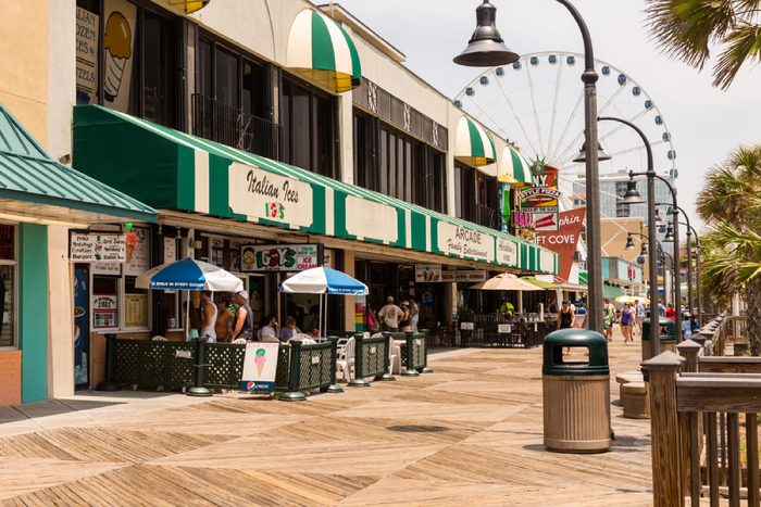 Myrtle Beach, South Caroline, USA-July 10, 2014. Boardwalk in Myrtle Beach, South Carolina.