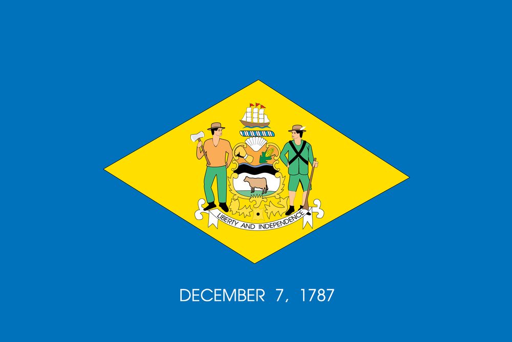 The flag of the United States of America State Delaware