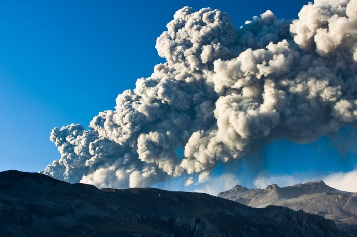 EYJAFJALLAJOKULL, ICELAND - MAY 12: Mount Eyjafjallajokull erupting in Iceland May 12 2010, Ash plume being ejected into the jet stream causing disruptions in international flights