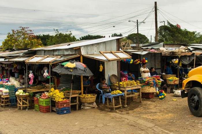 Masaya, Nicaragua. February 7, 2018. A local produce vendor's stall in the central market of Masaya