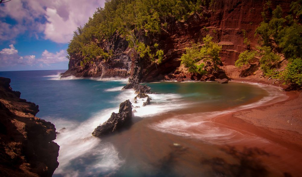 Red sand beach on maui