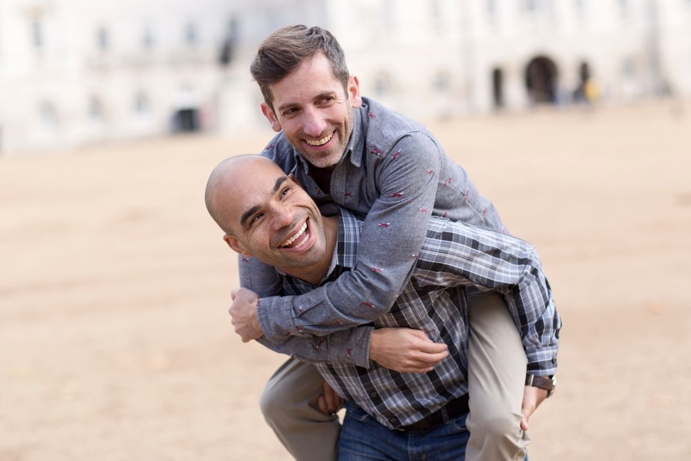 young gay couple having fun