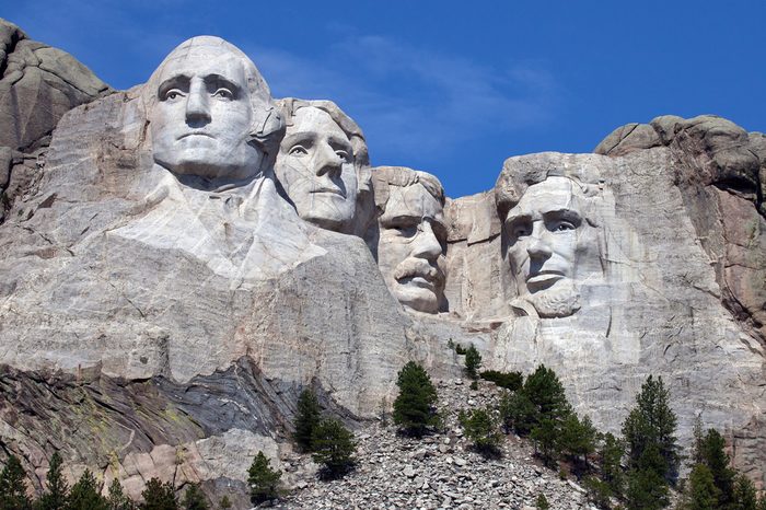 Mount Rushmore National Monument in South Dakota. Summer day with clear skies.