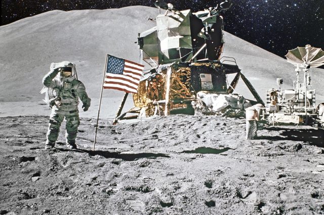 Astronaut on lunar (moon) landing mission. Elements of this image furnished by NASA.