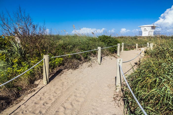 way to Fort Pierce beach Florida USA bright blue sky