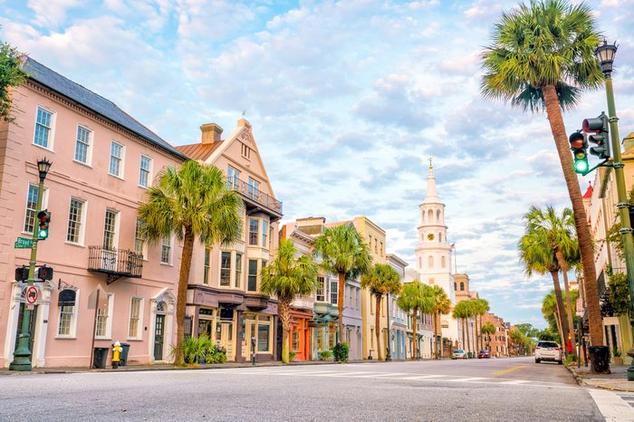 Historical downtown area of Charleston, South Carolina, USA at twilight.