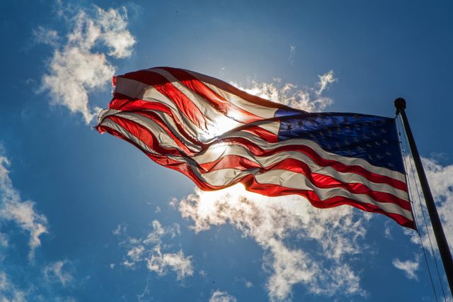 American Flag Blowing in the Wind