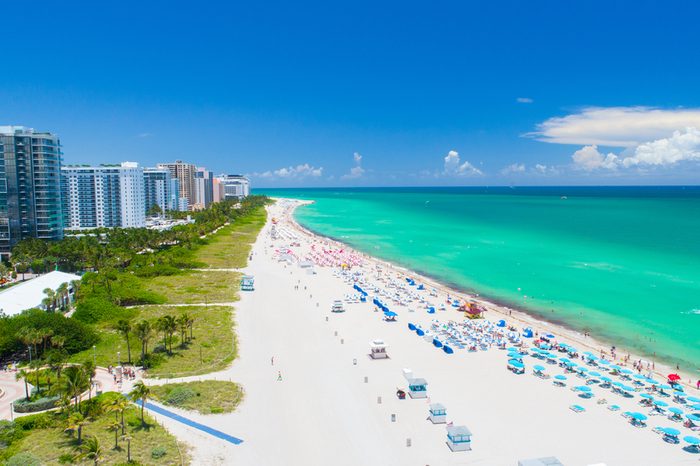 Aerial view of Miami Beach, South Beach, Florida, USA. 