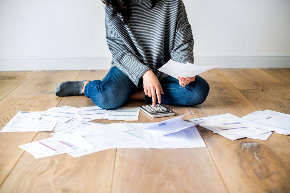 Woman managing the debt